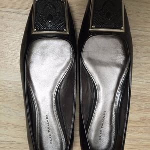 Womens Elie Tahari Black Leather  Flats EU 38.